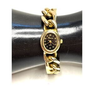Vntg Ronica Quartz Gold Tone Chain Link Womens Wrist Watch UNTESTED